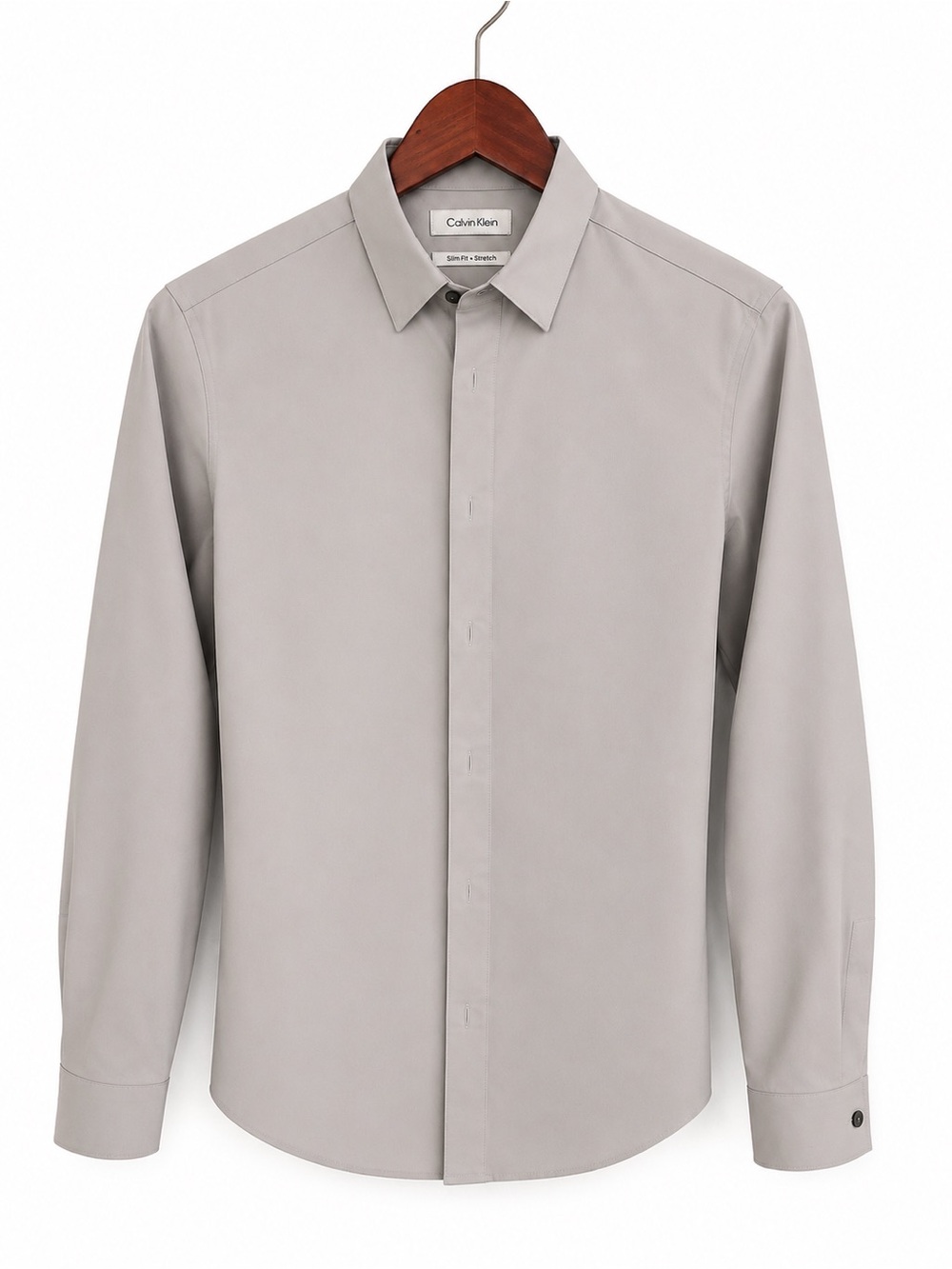 Calvin Klein Light Gray Long-Sleeve Dress Shirt